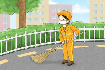 扫地的清洁工插画图片下载-正版图片401702777